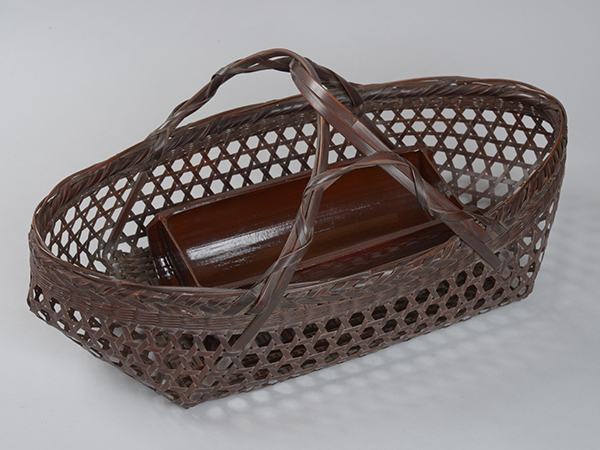 4������@���Íց@�@Hayakawa Shokosai 4th�^�w�Z�c�ڑD�`�����Ձx Mutsume-woven boat shaped morimono kago