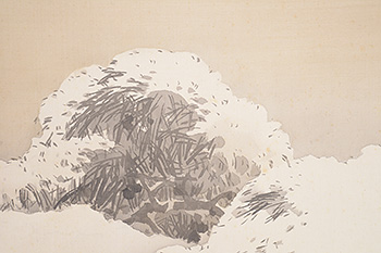 菊池　芳文　Kikuchi Hobun／雪松鶯図　A bush warbler in snowing old pine tree